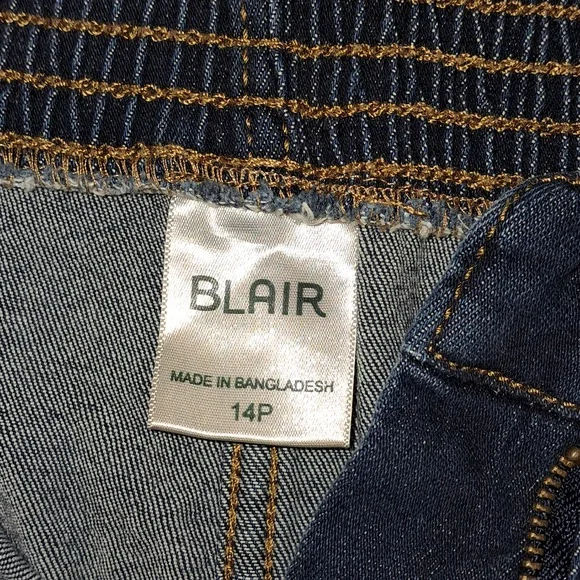 Blair Women's Elastic Waist Zip Up Blue Jeans 14P - Picture 4 of 7
